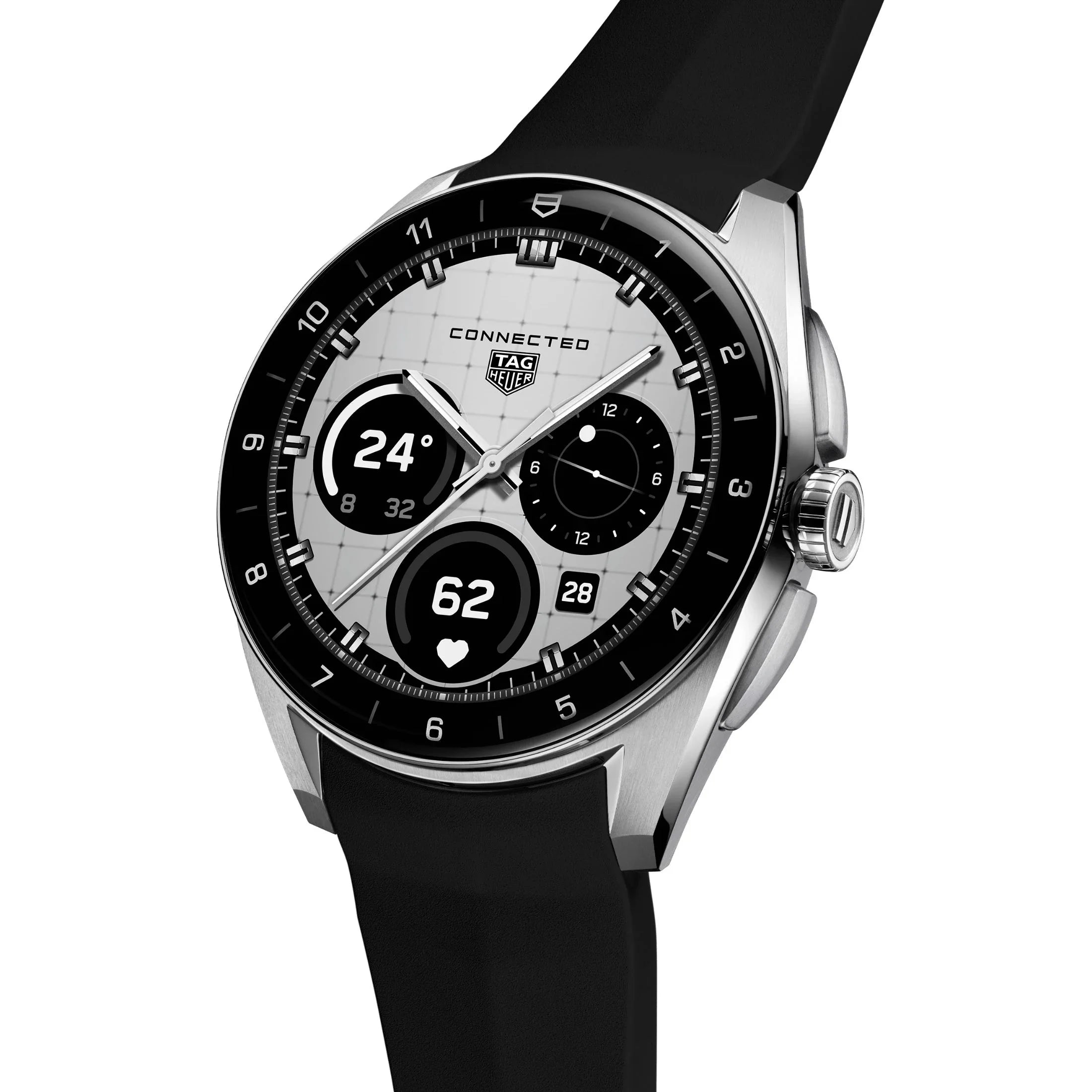 Reloj TAG Heuer Connected Calibre E5 – 40 mm – Acero – Correa de caucho negra