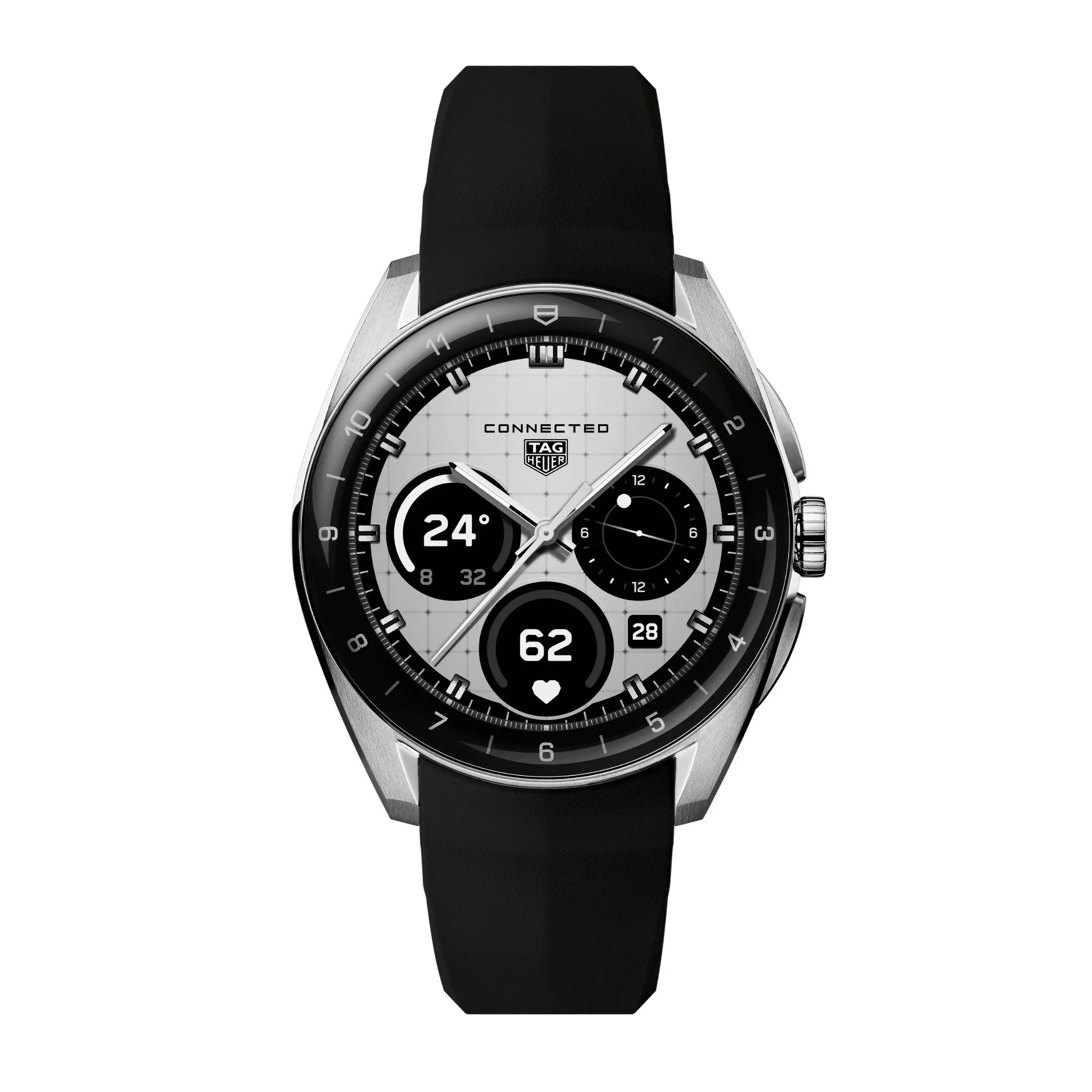 Reloj TAG Heuer Connected Calibre E5 – 40 mm – Acero – Correa de caucho negra