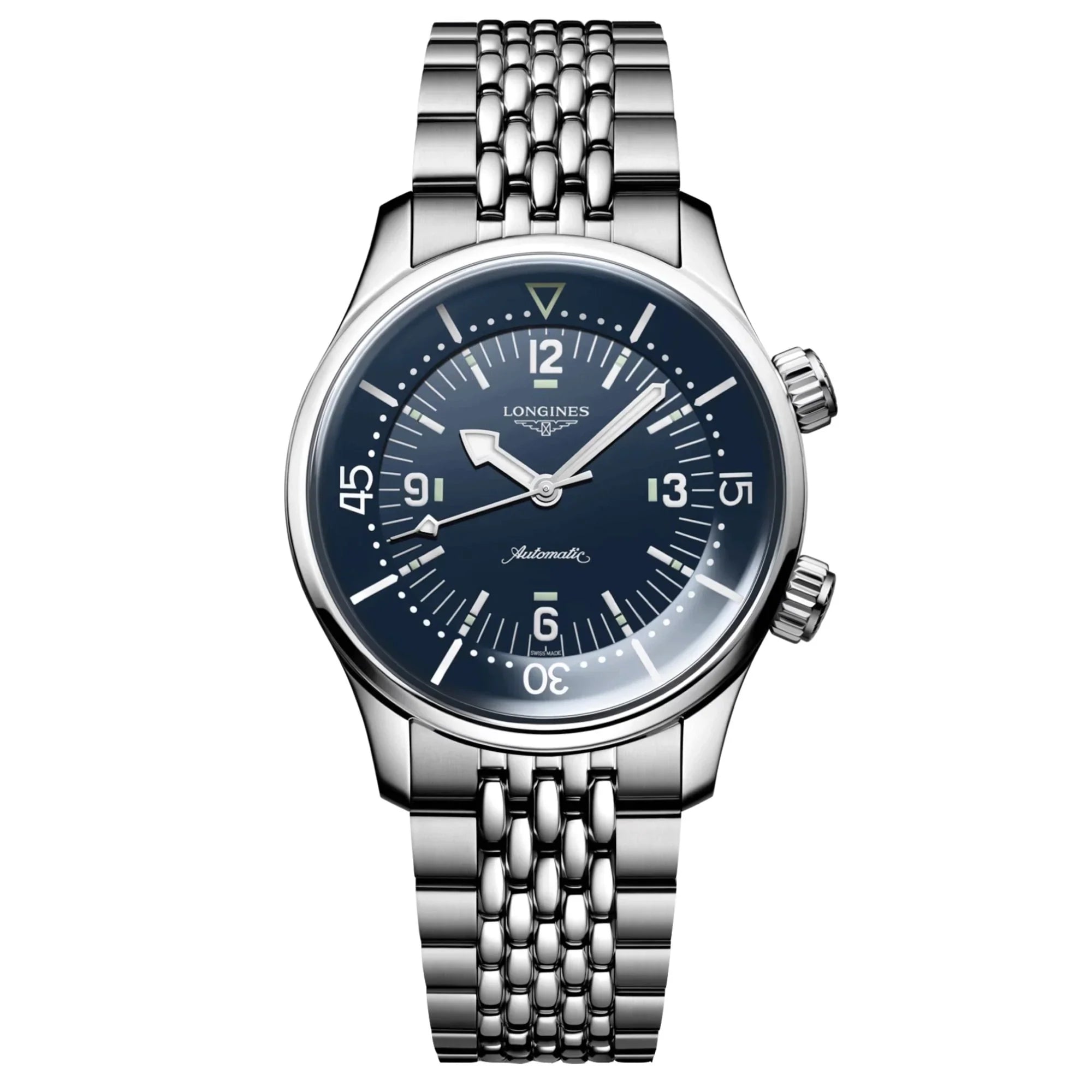 Reloj automático Longines Legend Diver, esfera azul, brazalete de acero, 39 mm