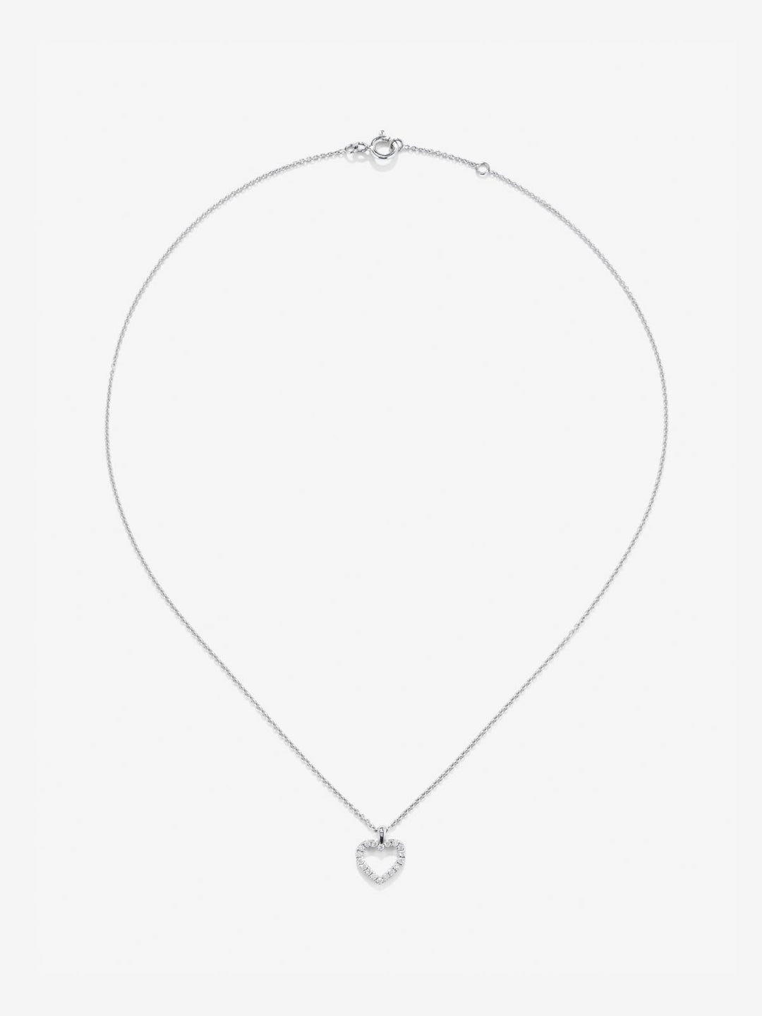 Colgante corazón de oro blanco de 18kt con diamantes de 0,22cts