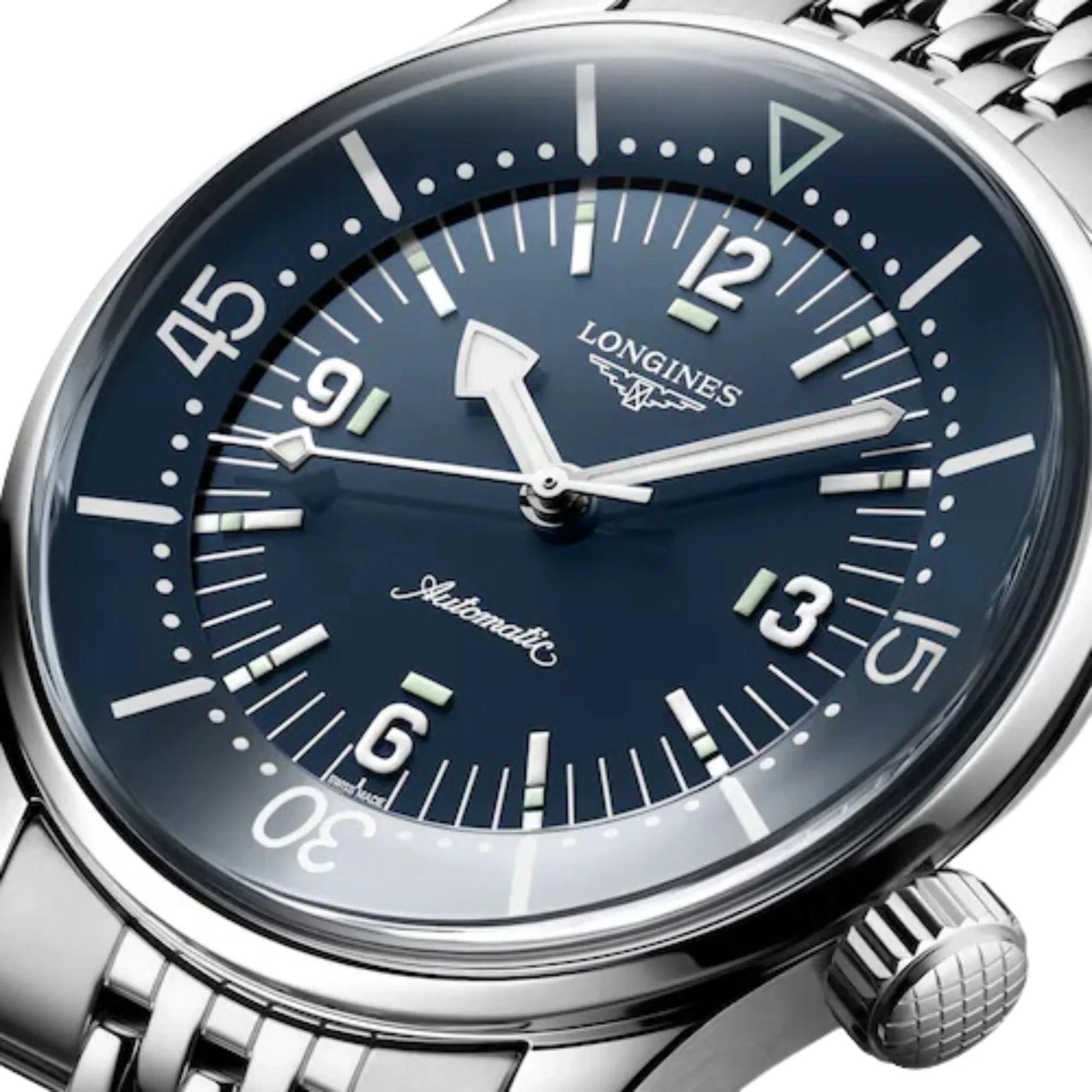 Reloj automático Longines Legend Diver, esfera azul, brazalete de acero, 39 mm