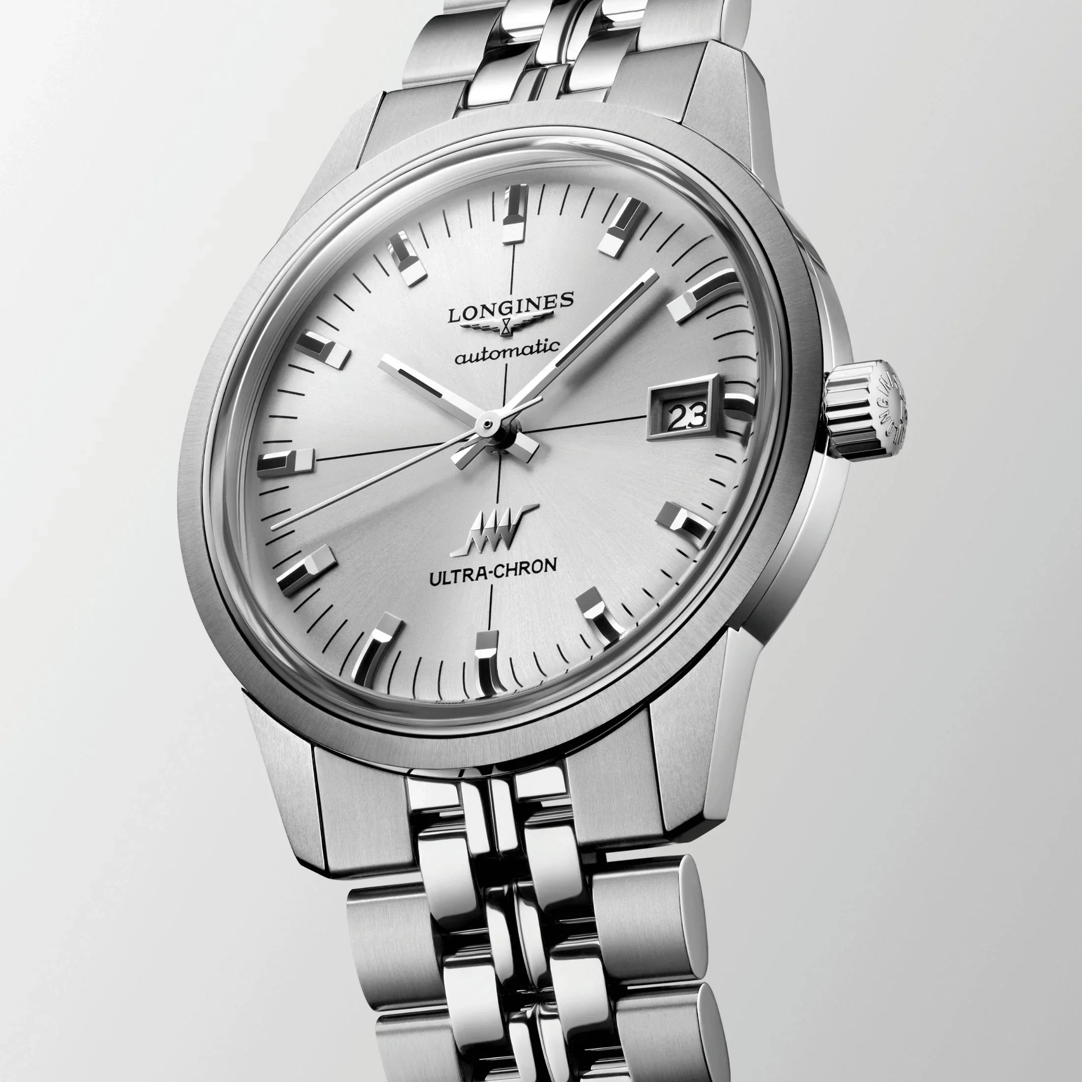 Reloj automático Longines Ultra-Chron Classic, esfera plateada, brazalete de acero, 37 mm