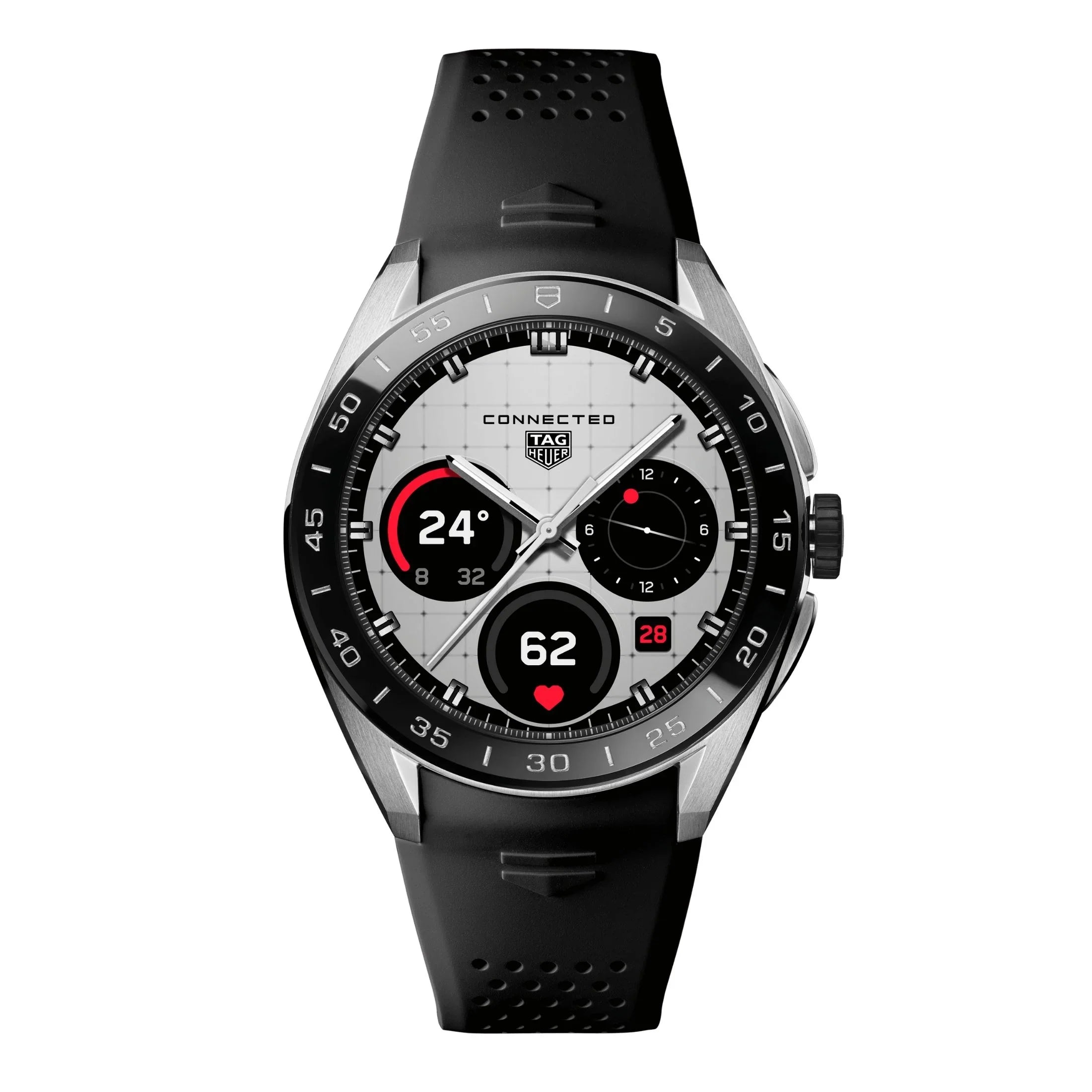 Reloj TAG Heuer Connected Calibre E5 – 45 mm – Acero – Correa de caucho negra