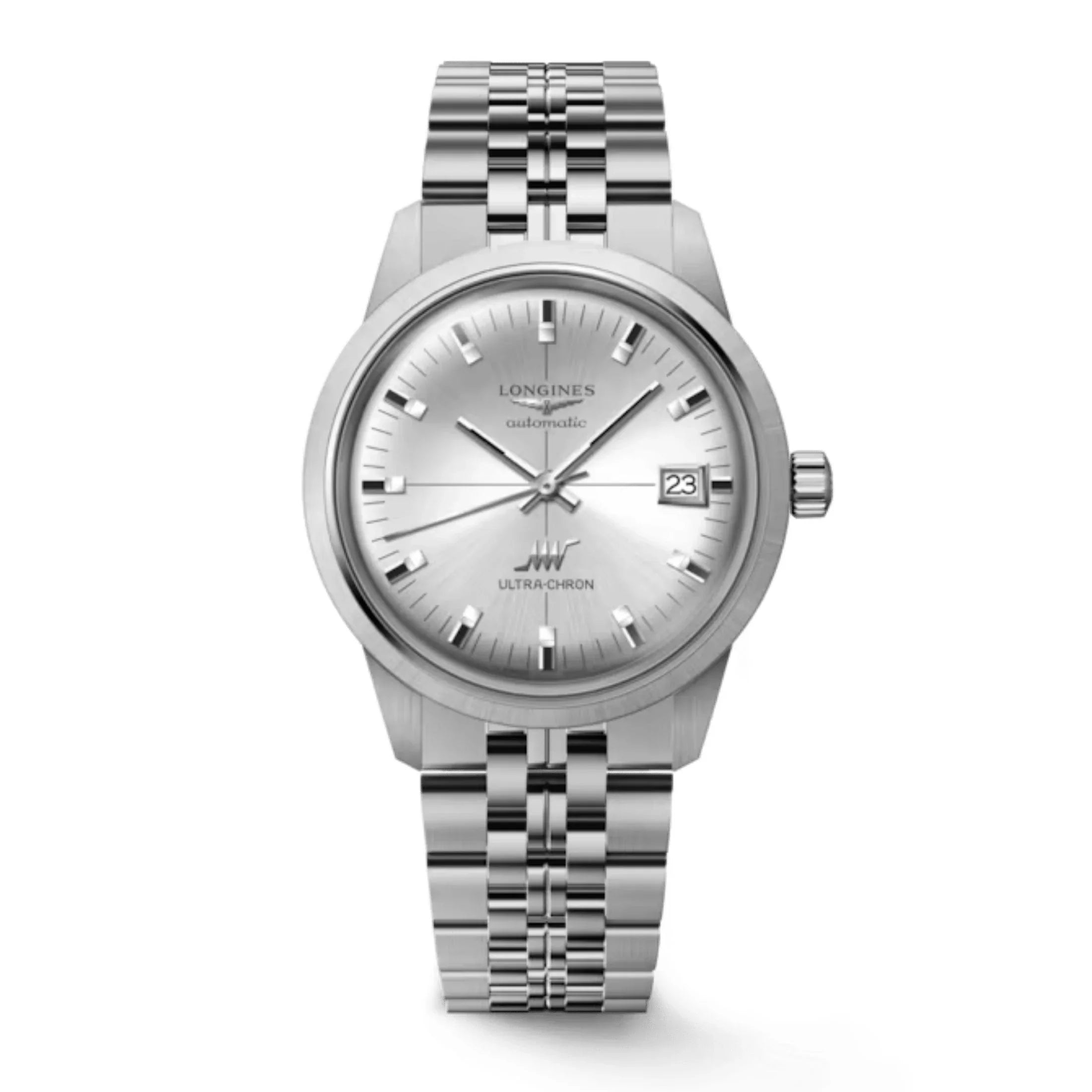 Reloj automático Longines Ultra-Chron Classic, esfera plateada, brazalete de acero, 37 mm
